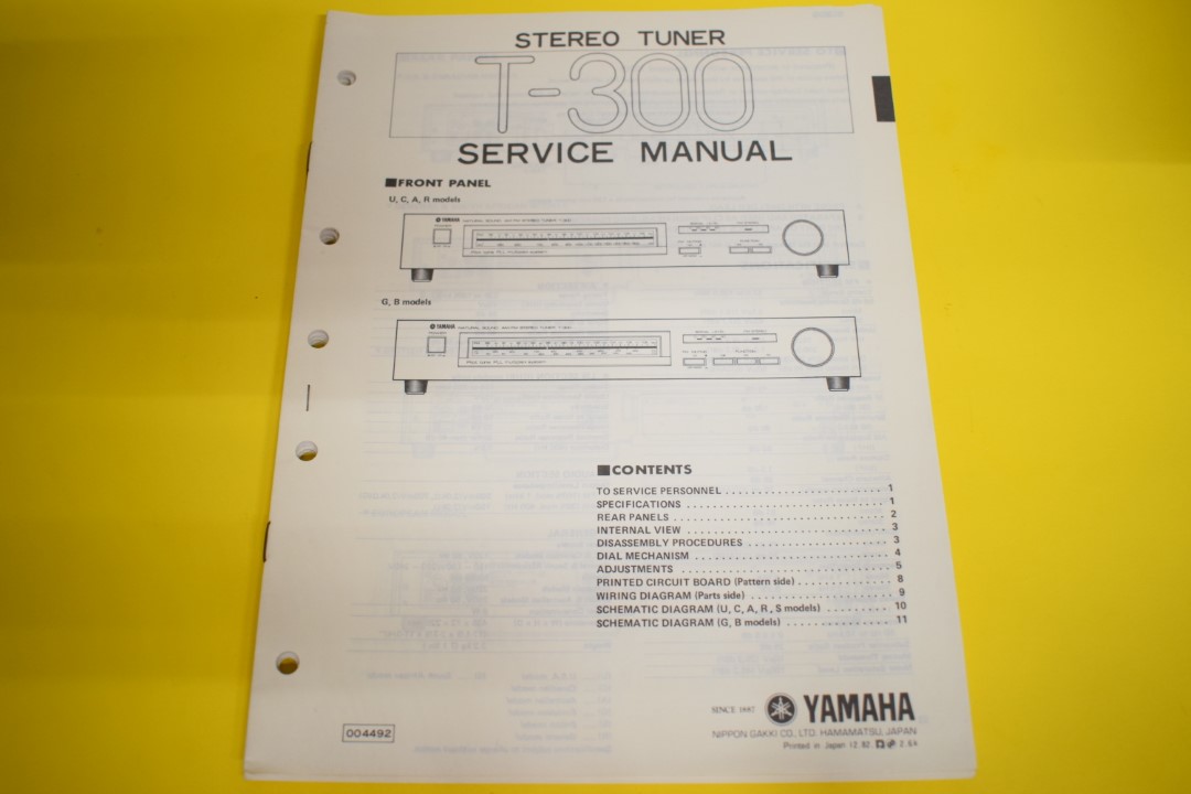 Yamaha T-300 Tuner Service Manual  			